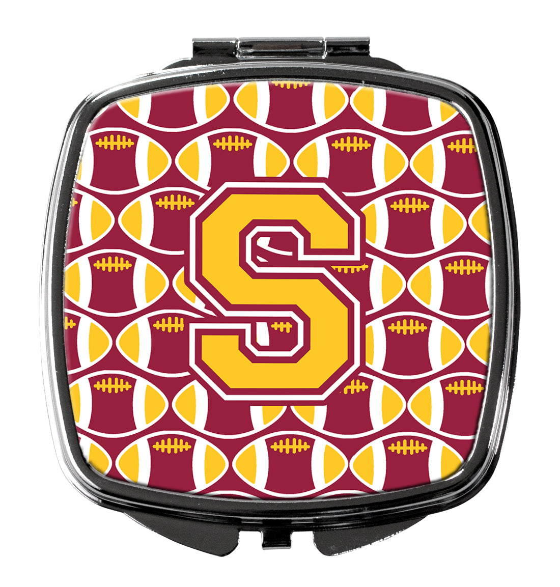 Letter S Football Maroon and Gold Compact Mirror CJ1081-SSCM  the-store.com.