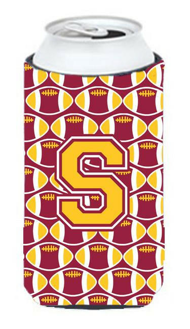 Letter S Football Maroon and Gold Tall Boy Beverage Insulator Hugger CJ1081-STBC by Caroline&#39;s Treasures