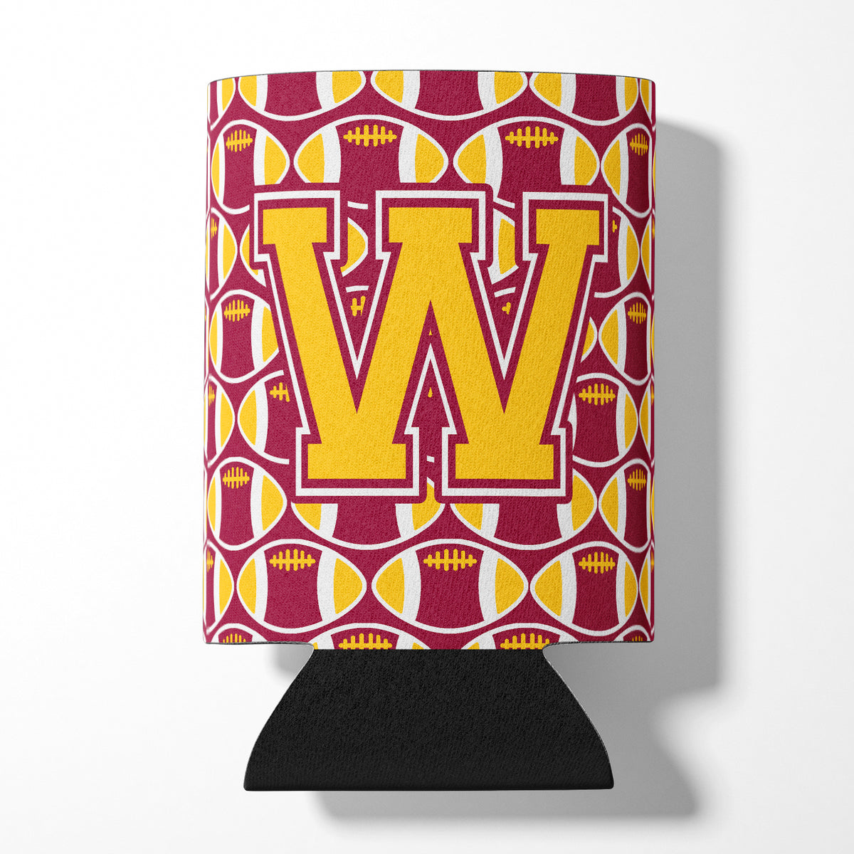 Letter W Football Maroon and Gold Can or Bottle Hugger CJ1081-WCC