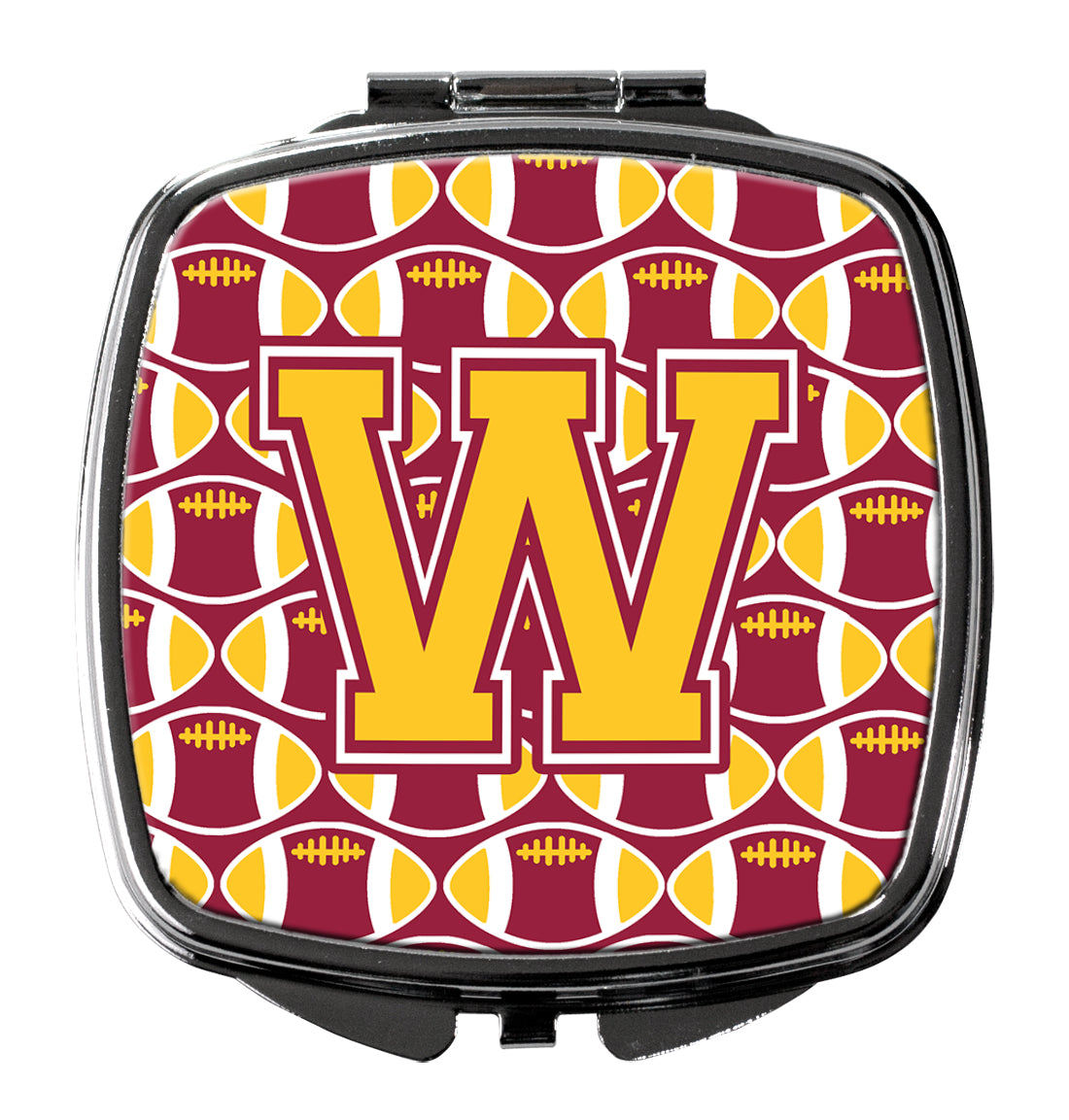 Letter W Football Maroon and Gold Compact Mirror CJ1081-WSCM