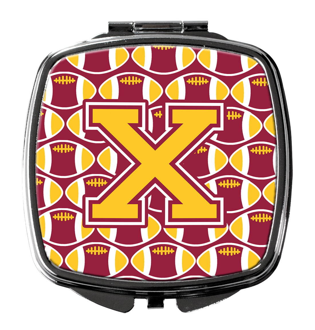 Letter X Football Maroon and Gold Compact Mirror CJ1081-XSCM  the-store.com.