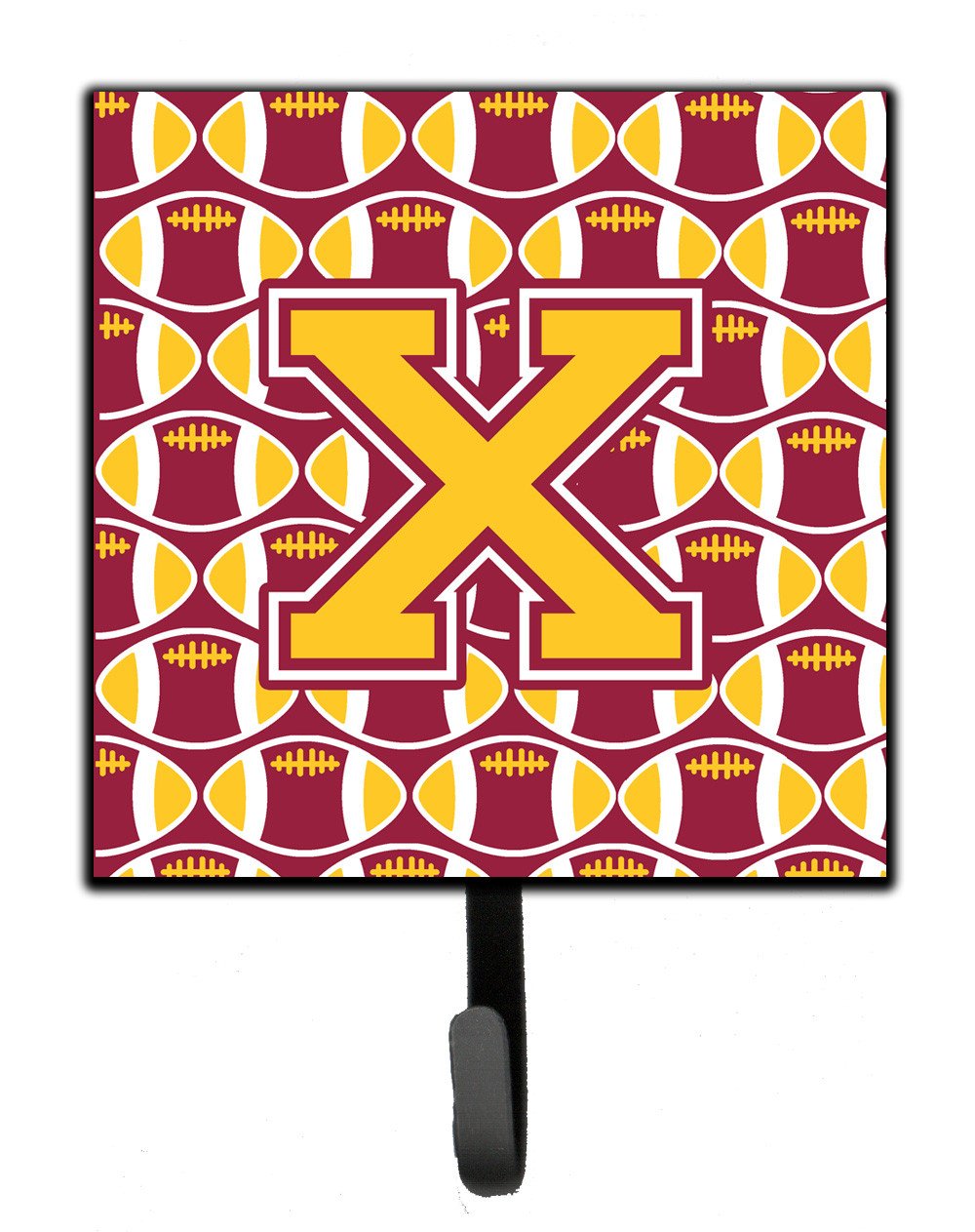 Letter X Football Maroon and Gold Leash or Key Holder CJ1081-XSH4 by Caroline&#39;s Treasures
