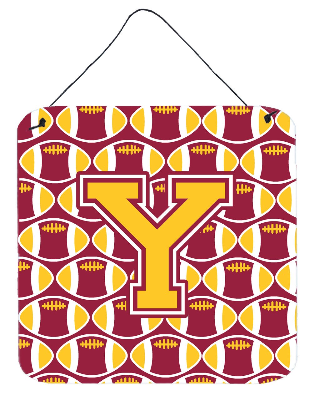 Letter Y Football Maroon and Gold Wall or Door Hanging Prints CJ1081-YDS66 by Caroline&#39;s Treasures