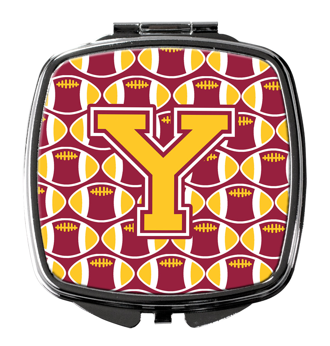 Letter Y Football Maroon and Gold Compact Mirror CJ1081-YSCM