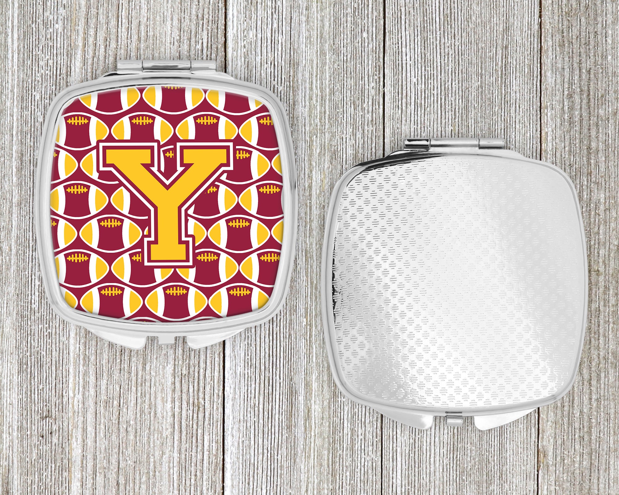 Letter Y Football Maroon and Gold Compact Mirror CJ1081-YSCM