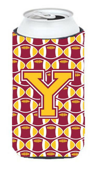 Letter Y Football Maroon and Gold Tall Boy Beverage Insulator Hugger CJ1081-YTBC by Caroline&#39;s Treasures