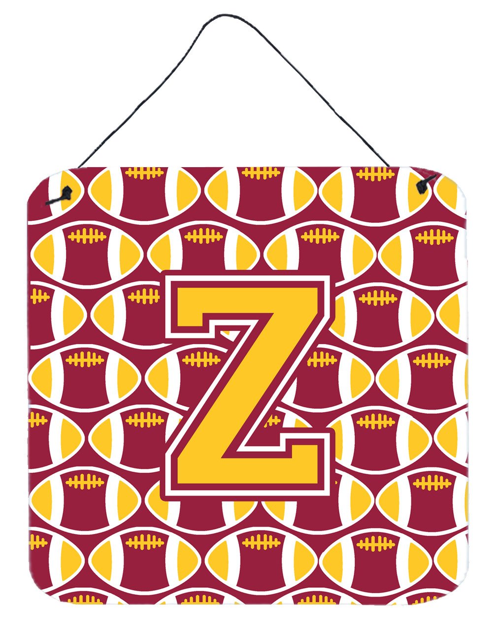 Letter Z Football Maroon and Gold Wall or Door Hanging Prints CJ1081-ZDS66 by Caroline&#39;s Treasures