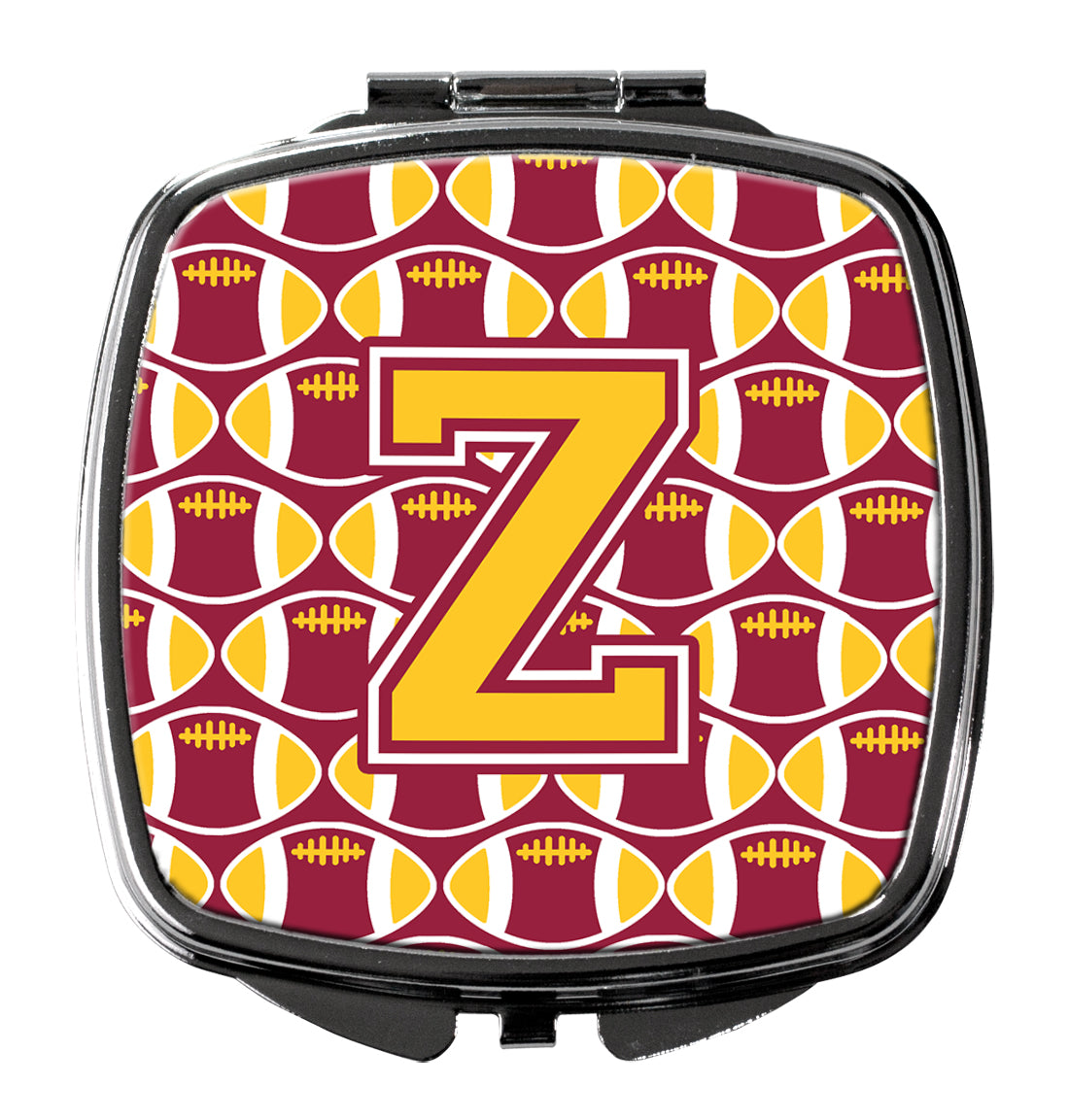 Letter Z Football Maroon and Gold Compact Mirror CJ1081-ZSCM