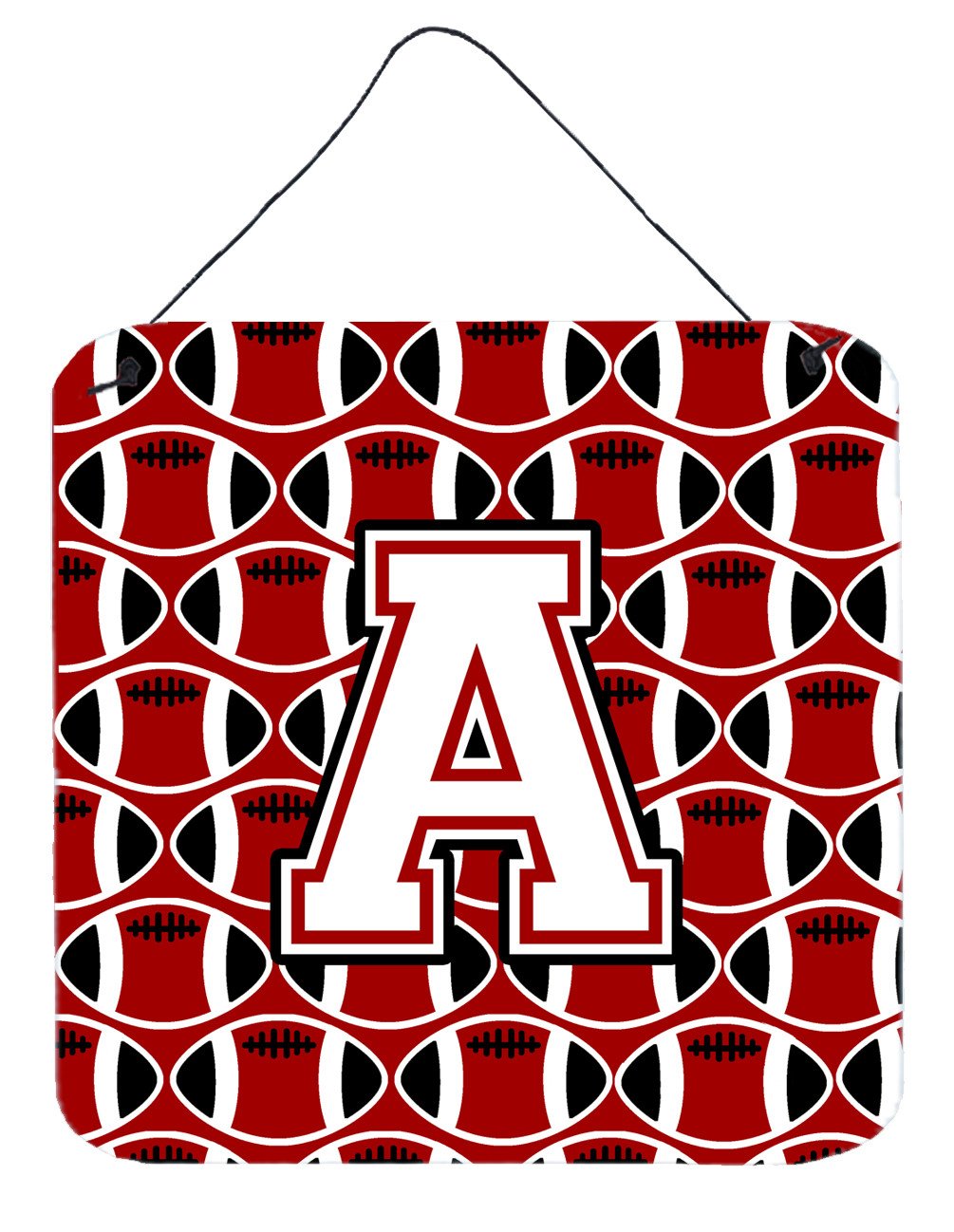 Letter A Football Cardinal and White Wall or Door Hanging Prints CJ1082-ADS66 by Caroline&#39;s Treasures