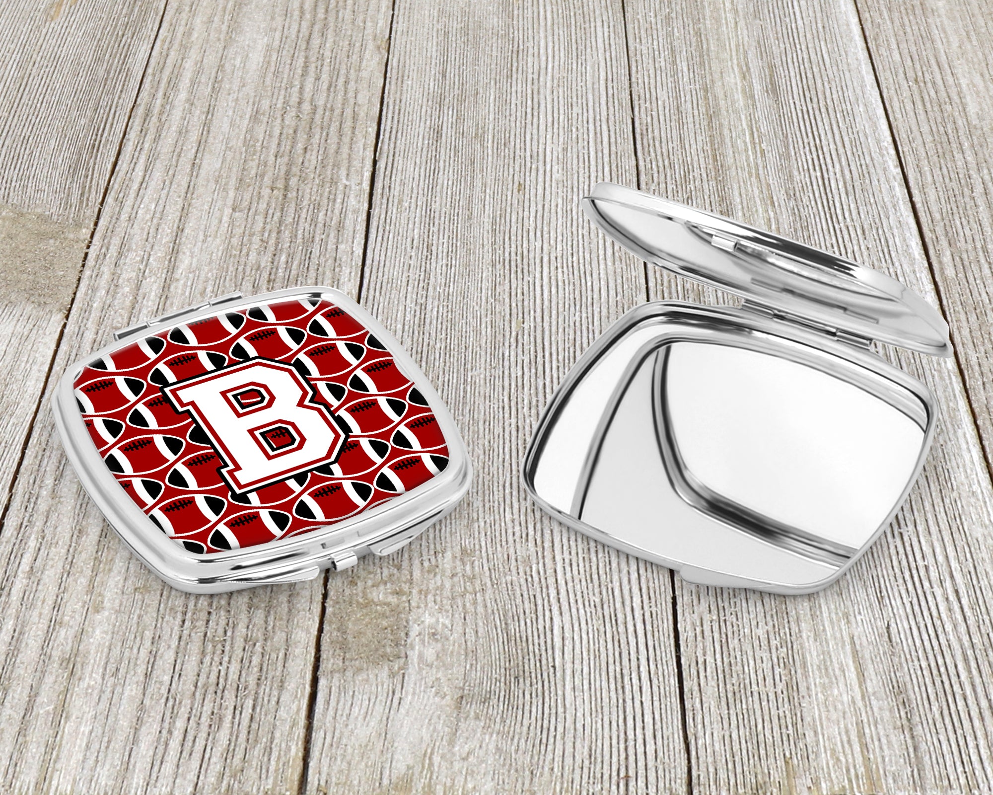 Letter B Football Cardinal and White Compact Mirror CJ1082-BSCM  the-store.com.