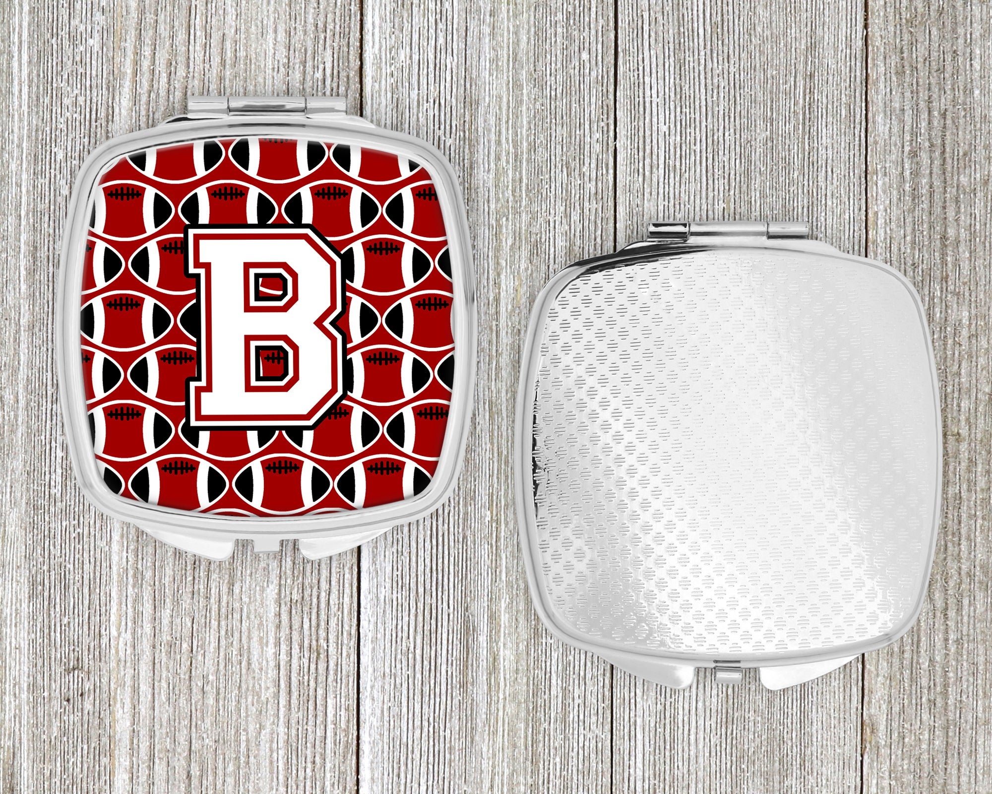 Letter B Football Cardinal and White Compact Mirror CJ1082-BSCM  the-store.com.
