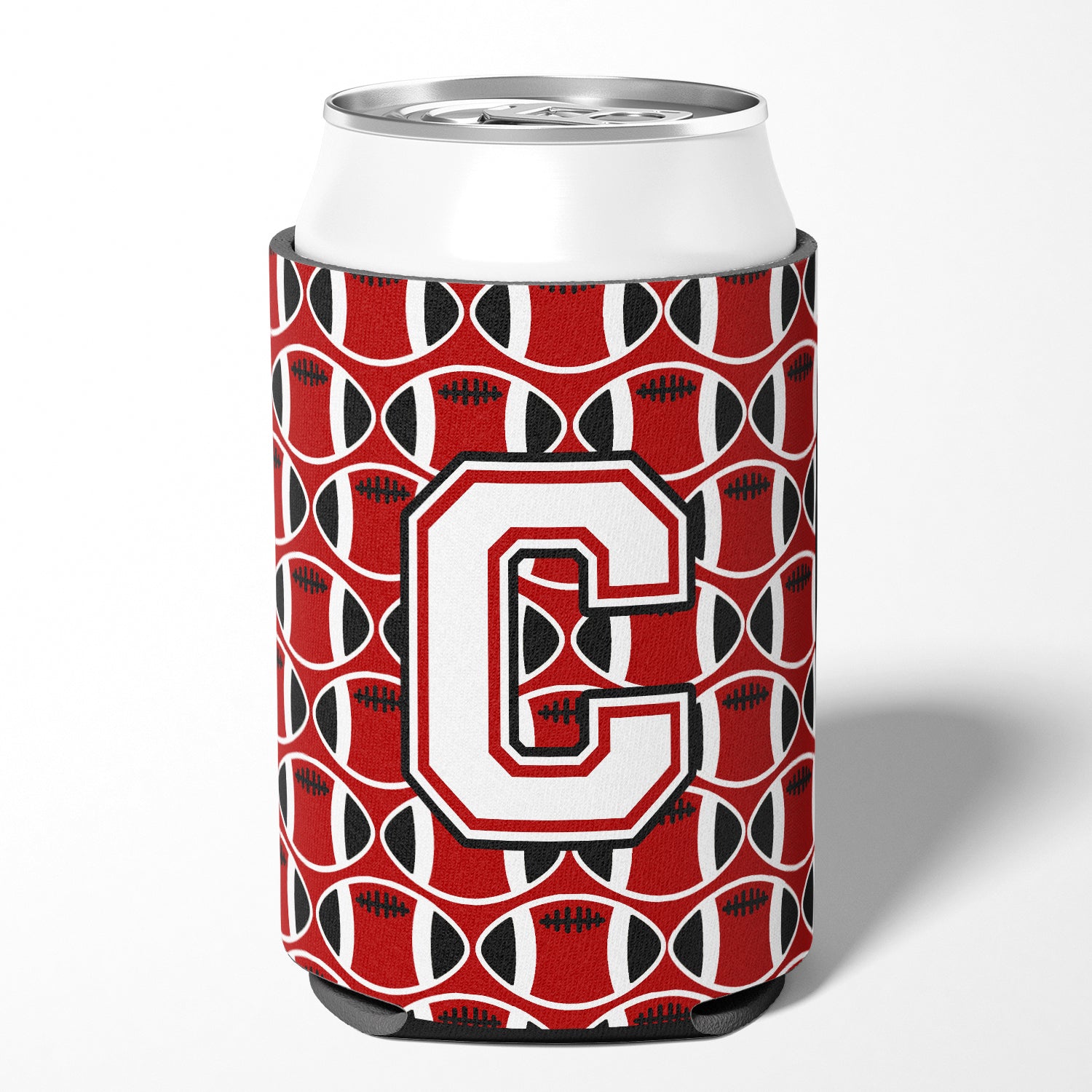 Letter C Football Cardinal and White Can or Bottle Hugger CJ1082-CCC