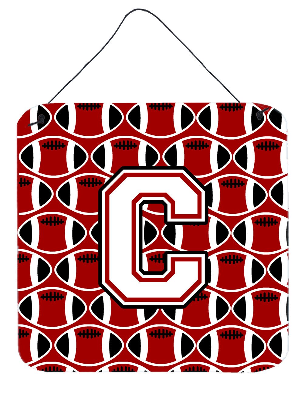 Letter C Football Cardinal and White Wall or Door Hanging Prints CJ1082-CDS66 by Caroline&#39;s Treasures