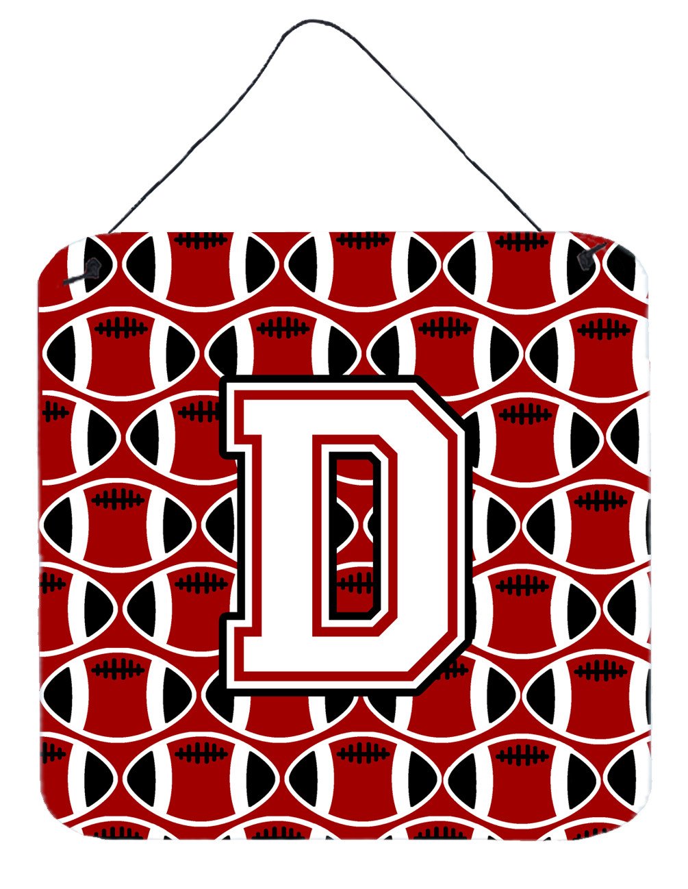 Letter D Football Cardinal and White Wall or Door Hanging Prints CJ1082-DDS66 by Caroline&#39;s Treasures