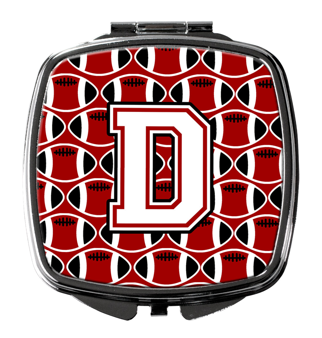 Letter D Football Cardinal and White Compact Mirror CJ1082-DSCM  the-store.com.