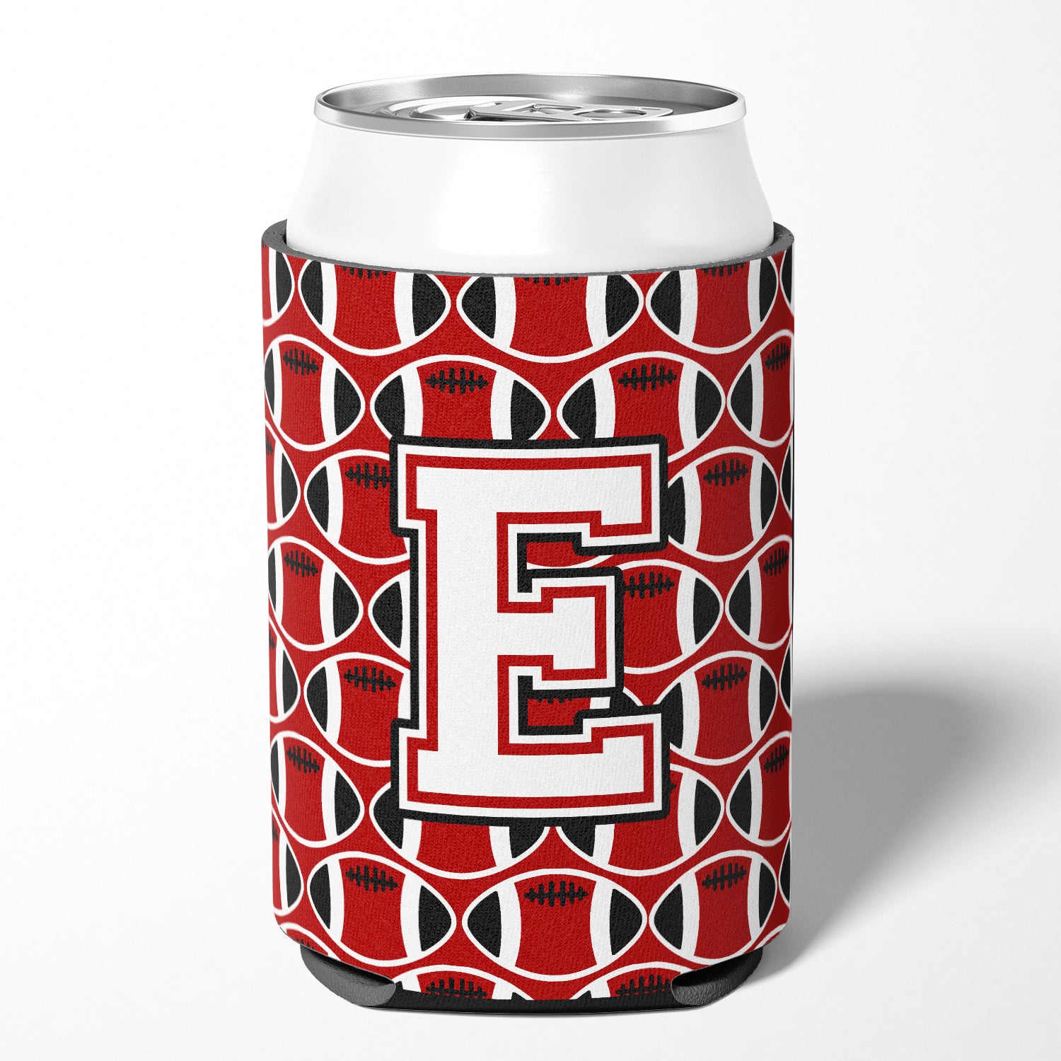 Lettre E Football Cardinal et White Can ou Bottle Hugger CJ1082-ECC