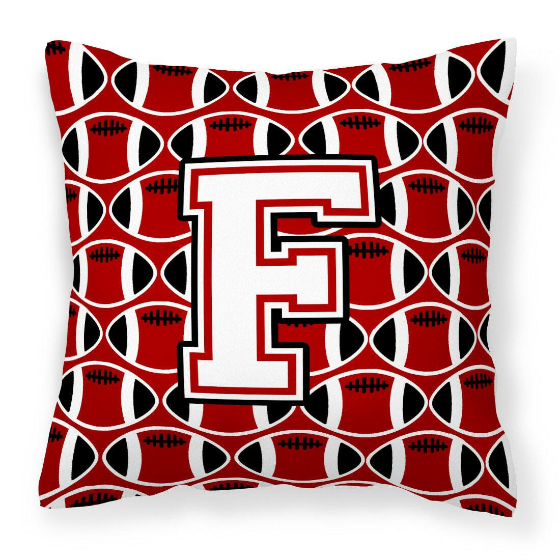 Letter F Football Cardinal and White Fabric Decorative Pillow CJ1082-FPW1414 by Caroline&#39;s Treasures