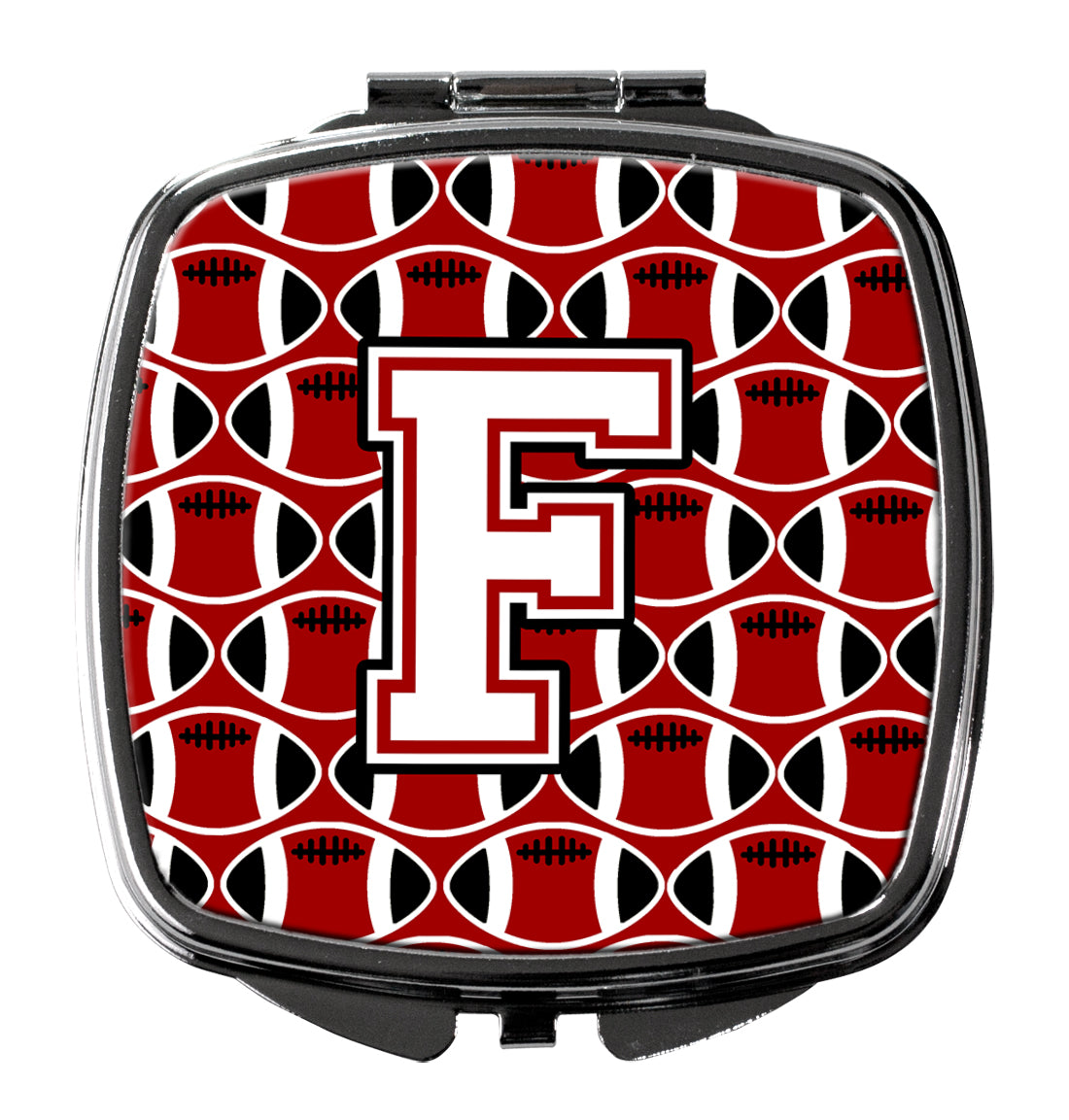Letter F Football Cardinal and White Compact Mirror CJ1082-FSCM