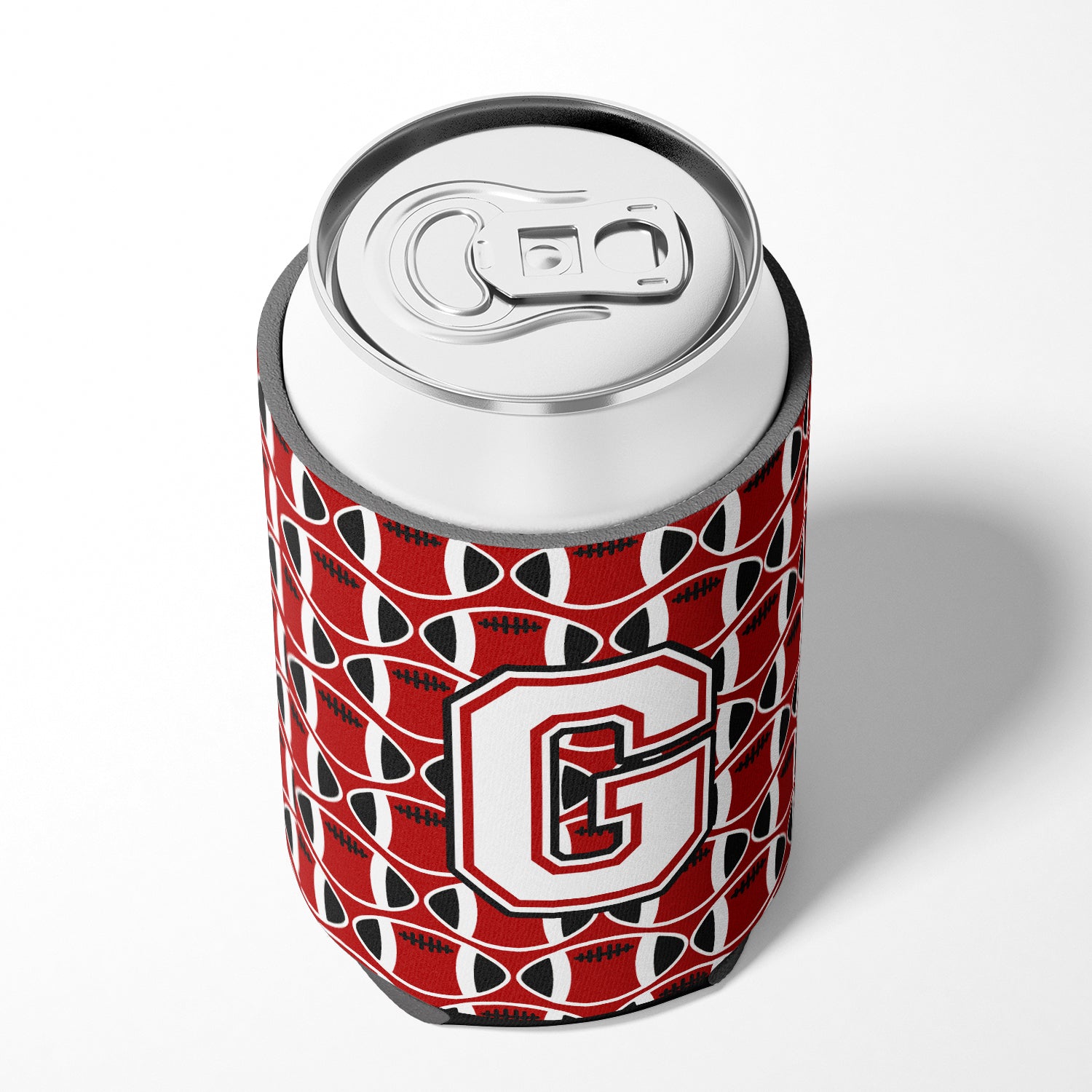 Letter G Football Cardinal and White Can or Bottle Hugger CJ1082-GCC.