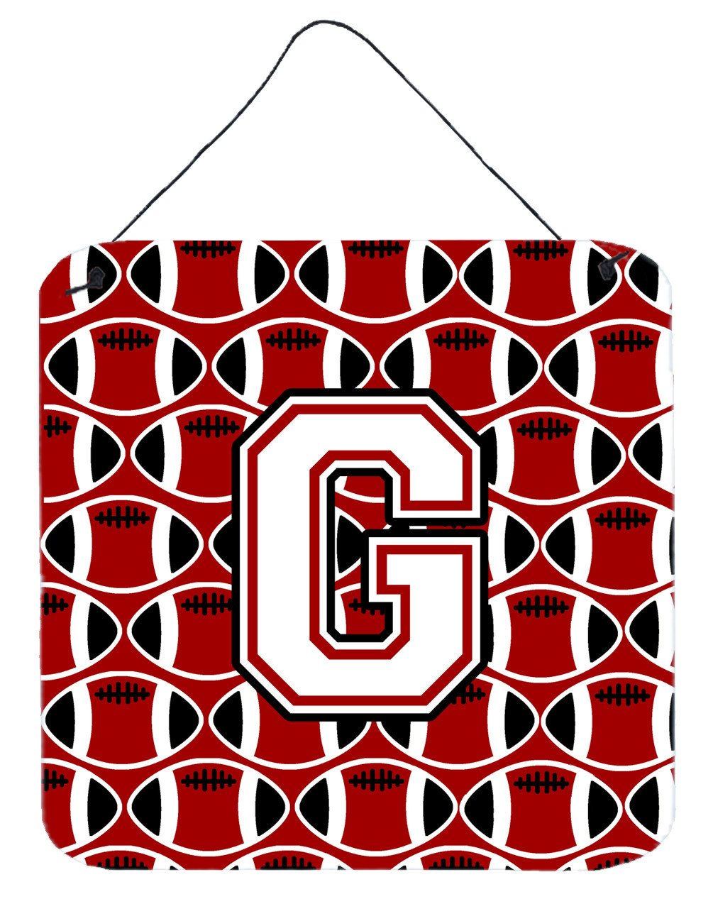 Letter G Football Cardinal and White Wall or Door Hanging Prints CJ1082-GDS66 by Caroline&#39;s Treasures