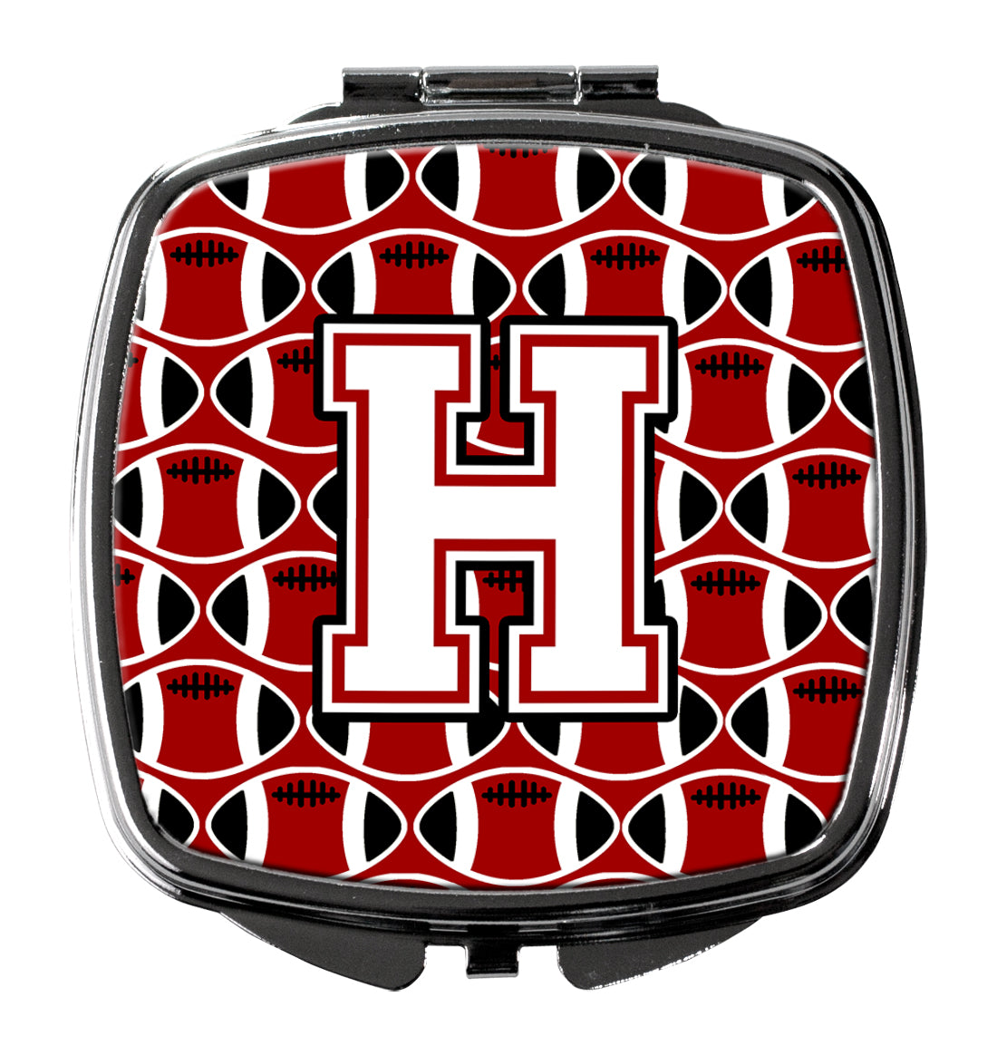 Letter H Football Cardinal and White Compact Mirror CJ1082-HSCM  the-store.com.