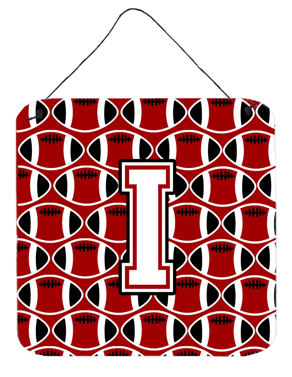 Letter I Football Cardinal and White Wall or Door Hanging Prints CJ1082-IDS66 by Caroline&#39;s Treasures