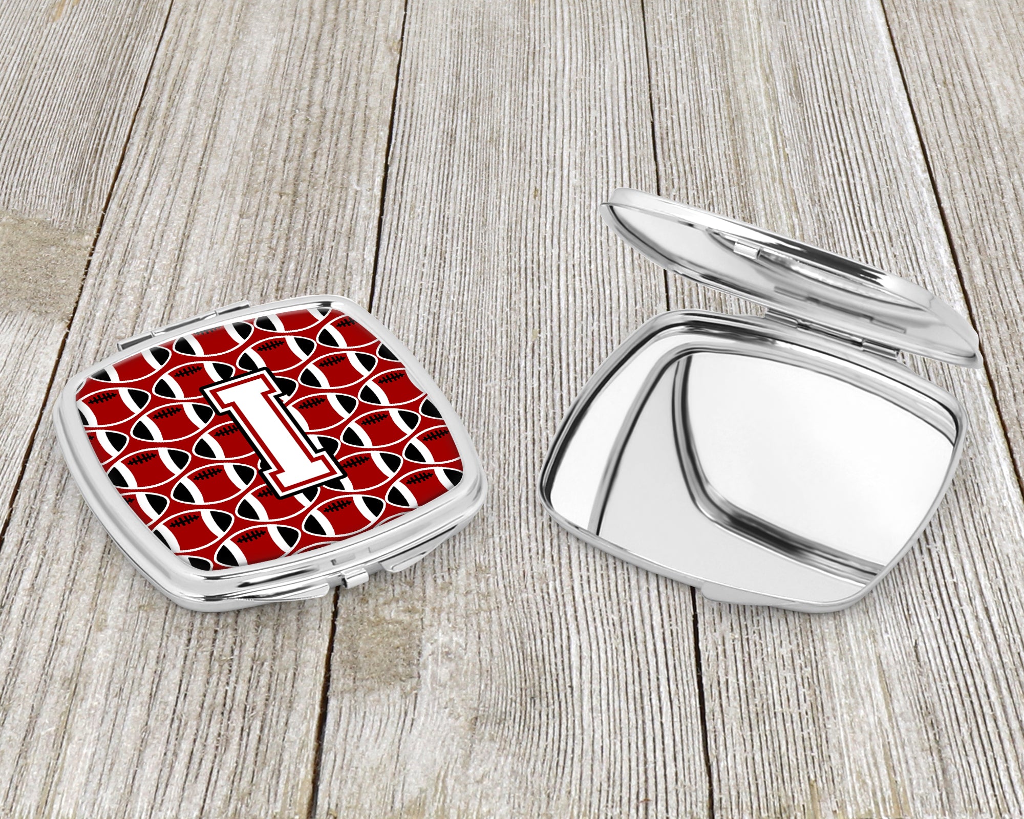 Letter I Football Cardinal and White Compact Mirror CJ1082-ISCM  the-store.com.