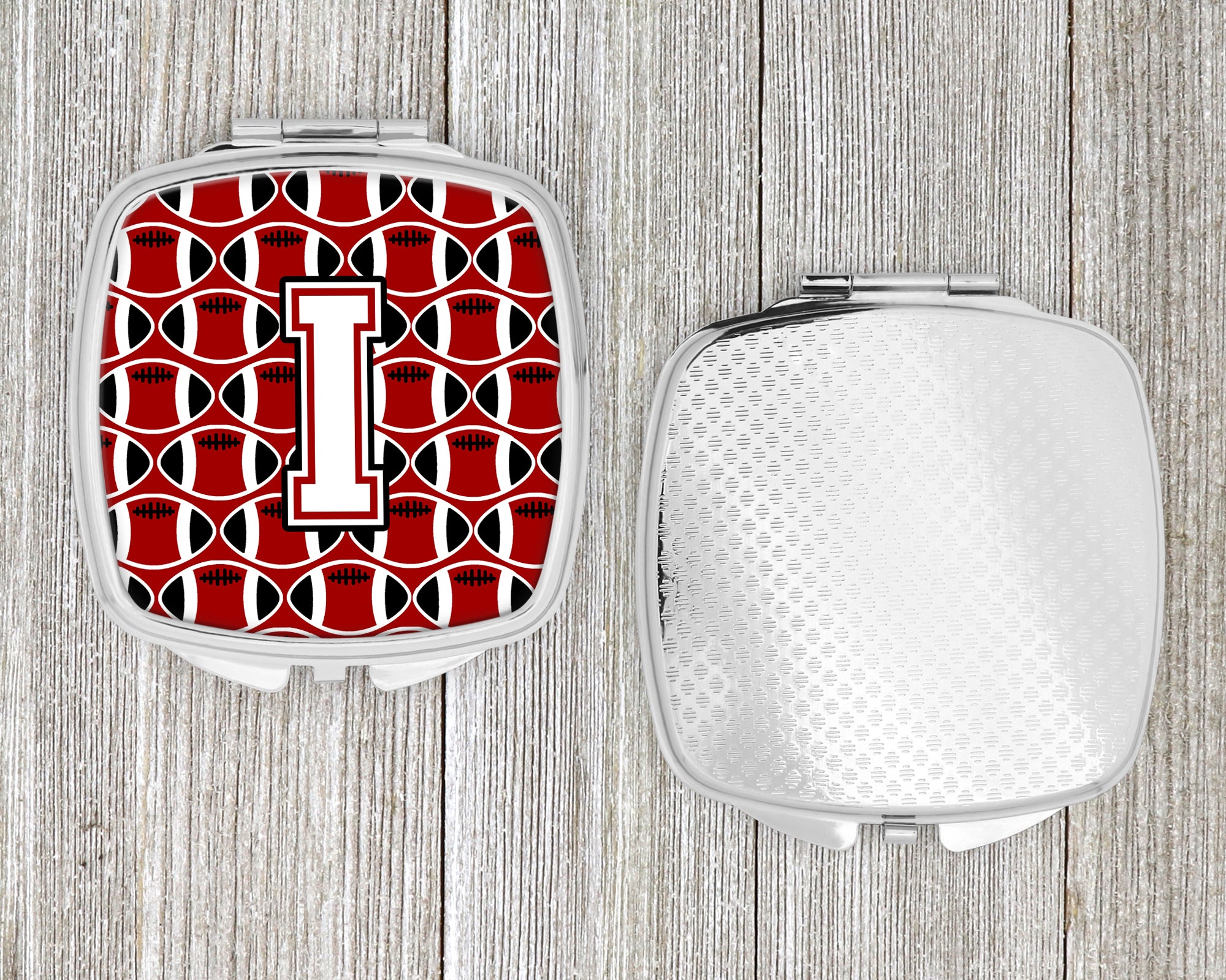 Letter I Football Cardinal and White Compact Mirror CJ1082-ISCM  the-store.com.