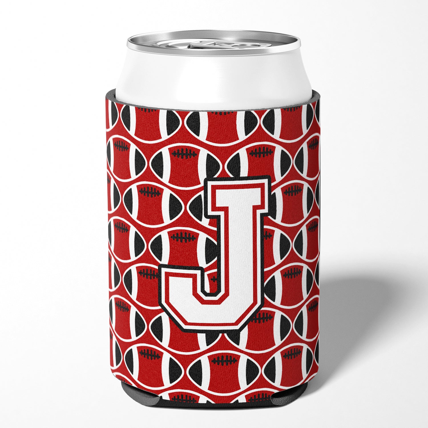 Lettre J Football Cardinal et White Can ou Bottle Hugger CJ1082-JCC