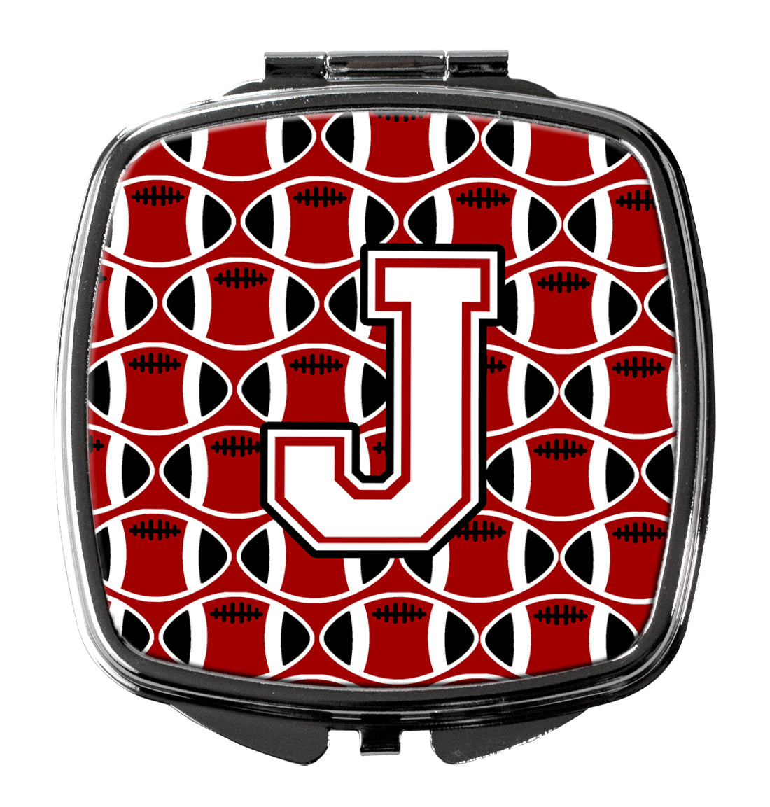 Letter J Football Cardinal and White Compact Mirror CJ1082-JSCM  the-store.com.