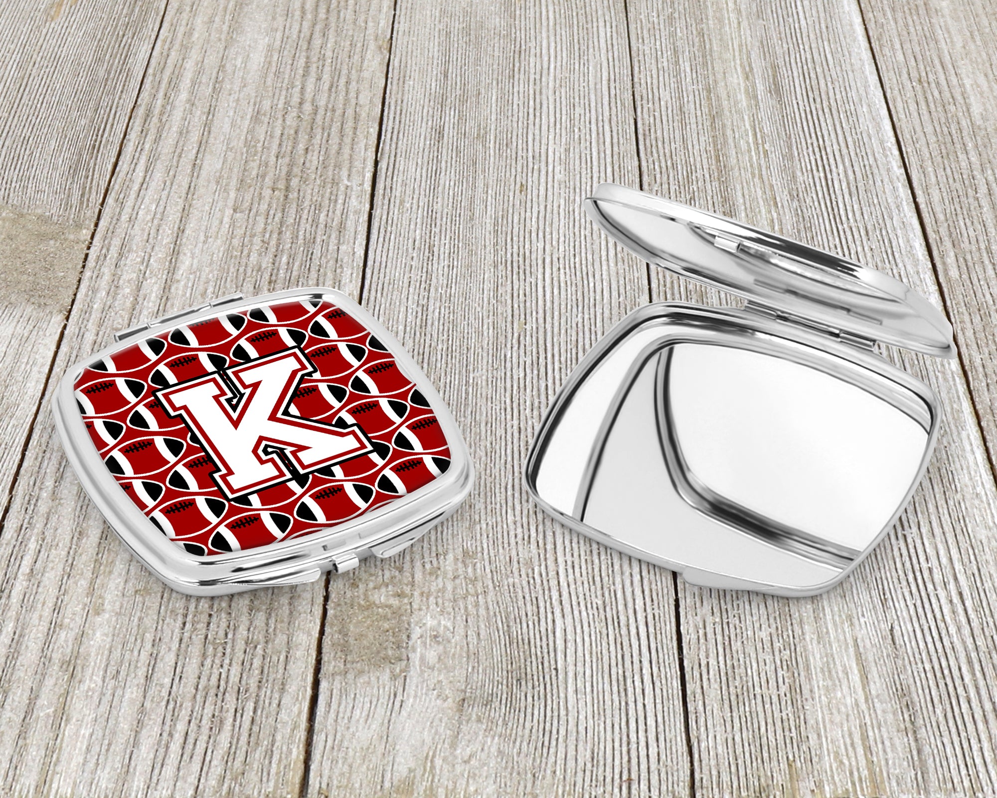 Letter K Football Cardinal and White Compact Mirror CJ1082-KSCM  the-store.com.