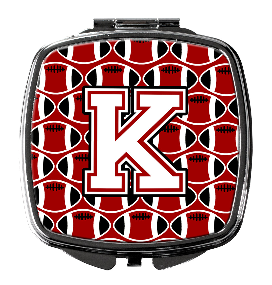 Letter K Football Cardinal and White Compact Mirror CJ1082-KSCM  the-store.com.