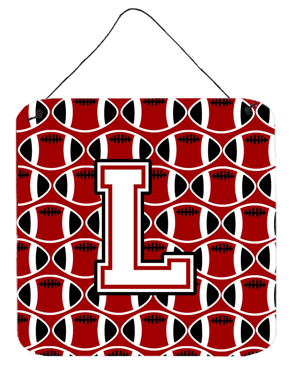 Letter L Football Cardinal and White Wall or Door Hanging Prints CJ1082-LDS66 by Caroline&#39;s Treasures