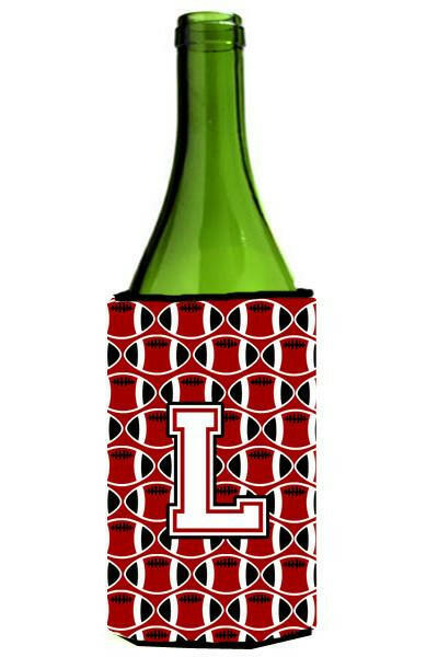 Letter L Football Cardinal and White Wine Bottle Beverage Insulator Hugger CJ1082-LLITERK by Caroline&#39;s Treasures