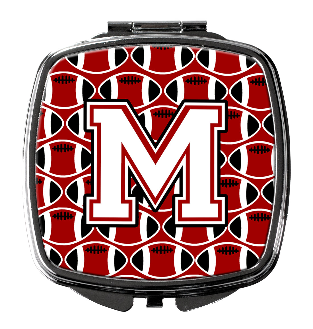 Letter M Football Cardinal and White Compact Mirror CJ1082-MSCM  the-store.com.
