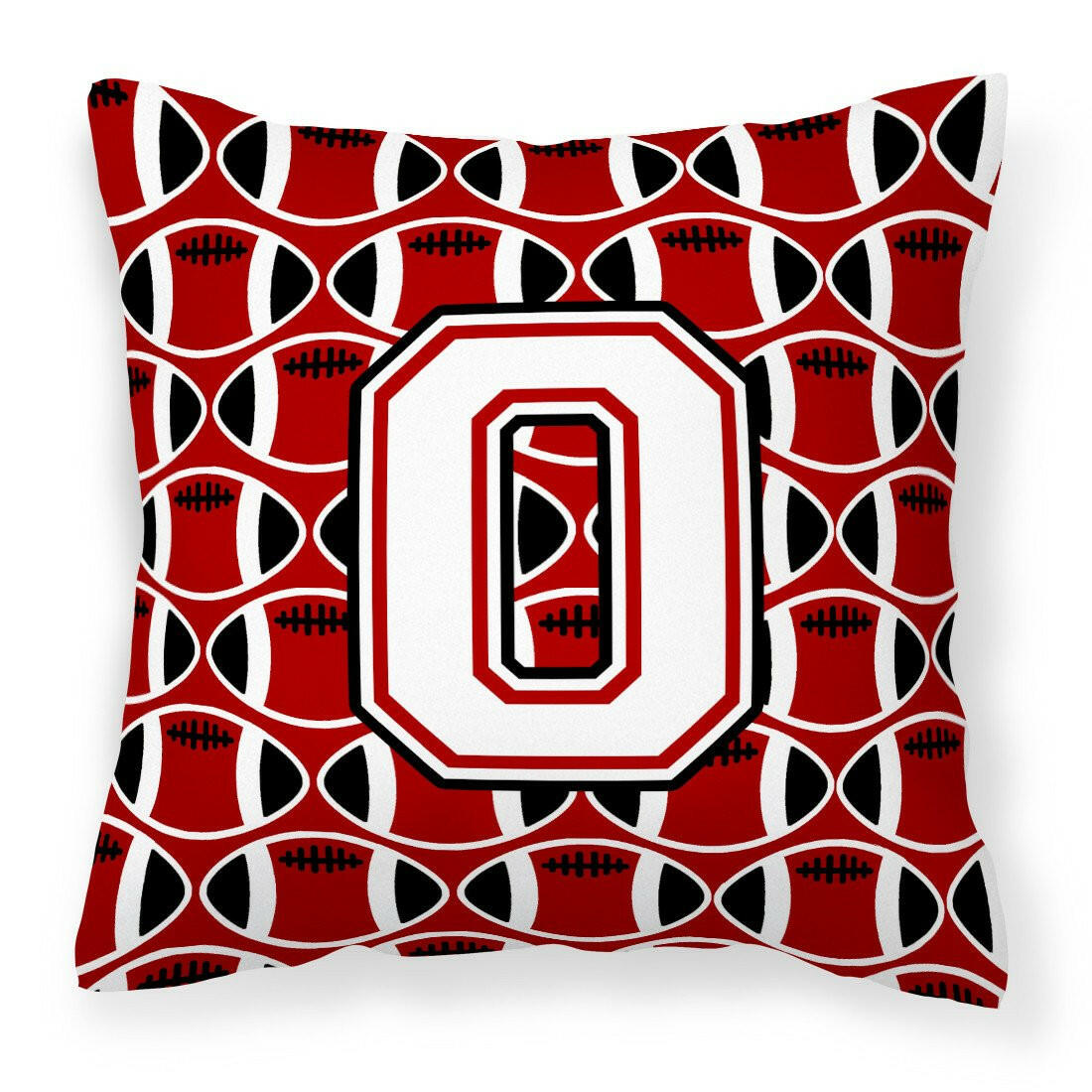 Letter O Football Cardinal and White Fabric Decorative Pillow CJ1082-OPW1414 by Caroline&#39;s Treasures