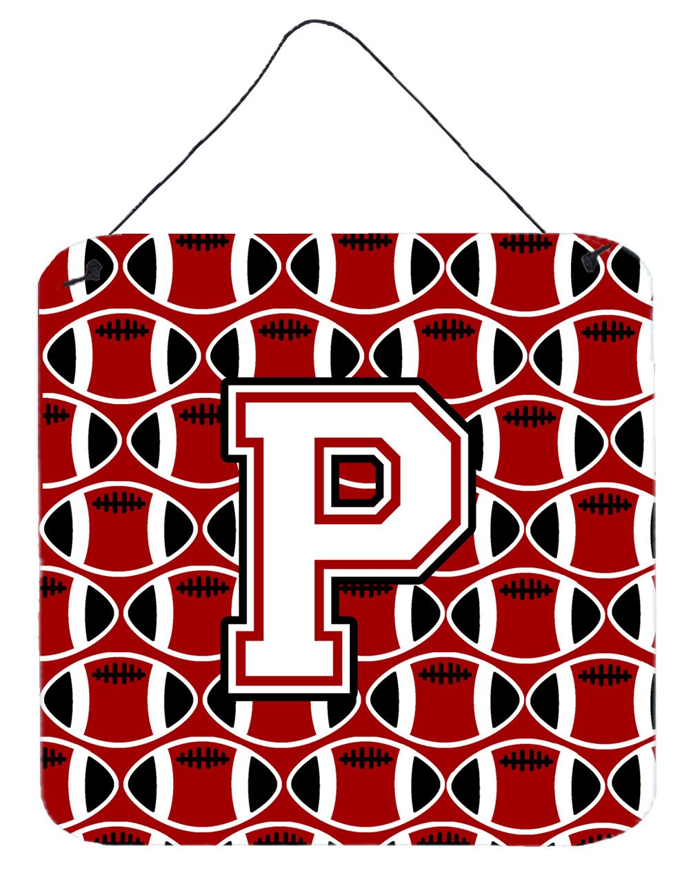 Letter P Football Cardinal and White Wall or Door Hanging Prints CJ1082-PDS66 by Caroline&#39;s Treasures