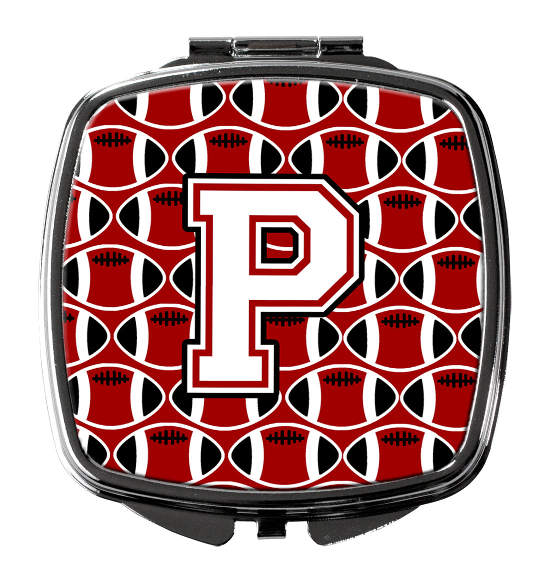Letter P Football Cardinal and White Compact Mirror CJ1082-PSCM