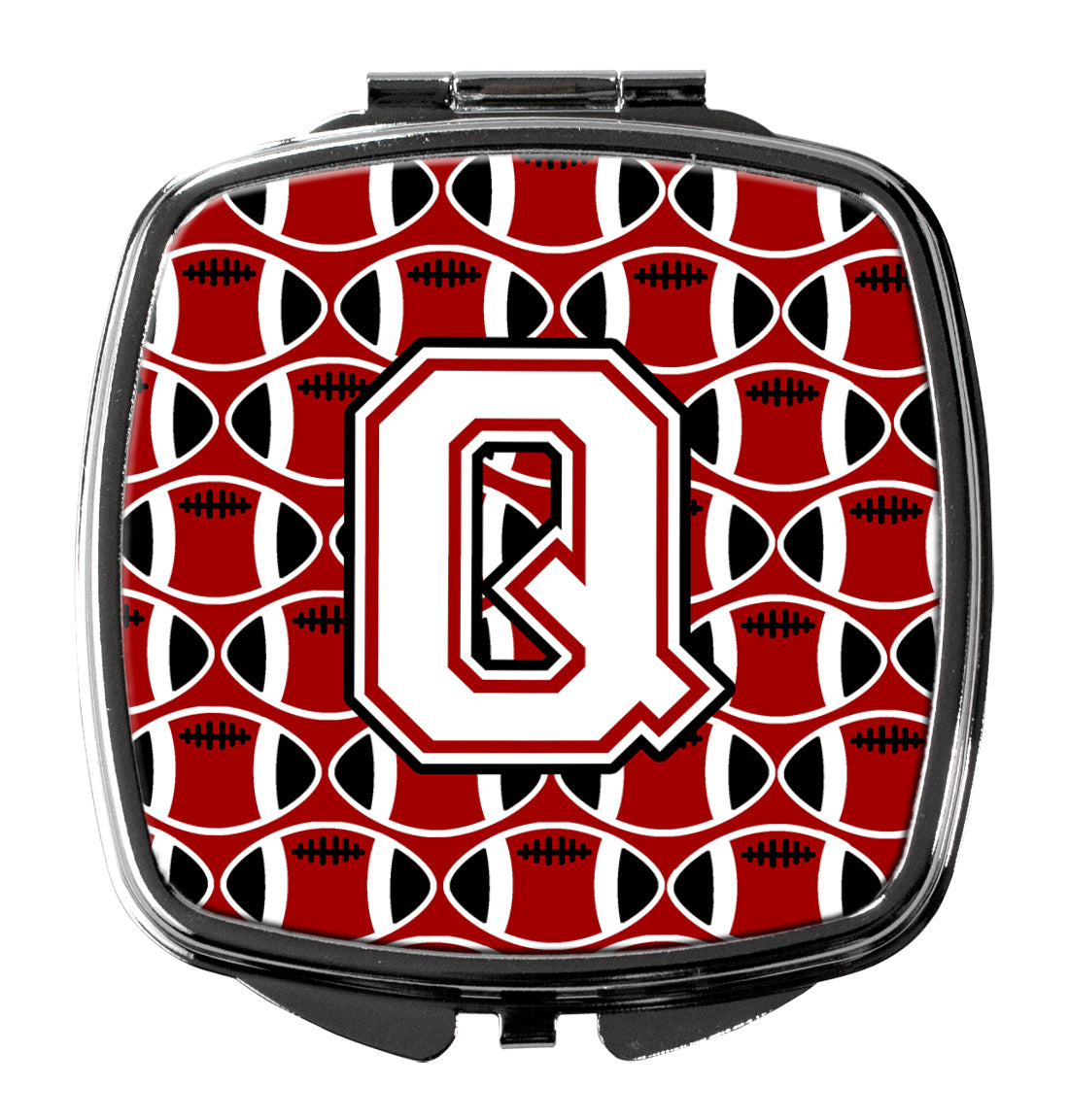 Letter Q Football Cardinal and White Compact Mirror CJ1082-QSCM  the-store.com.