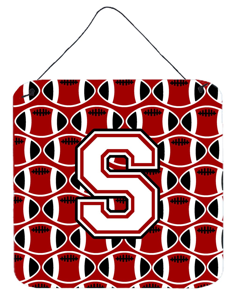 Letter S Football Cardinal and White Wall or Door Hanging Prints CJ1082-SDS66 by Caroline&#39;s Treasures