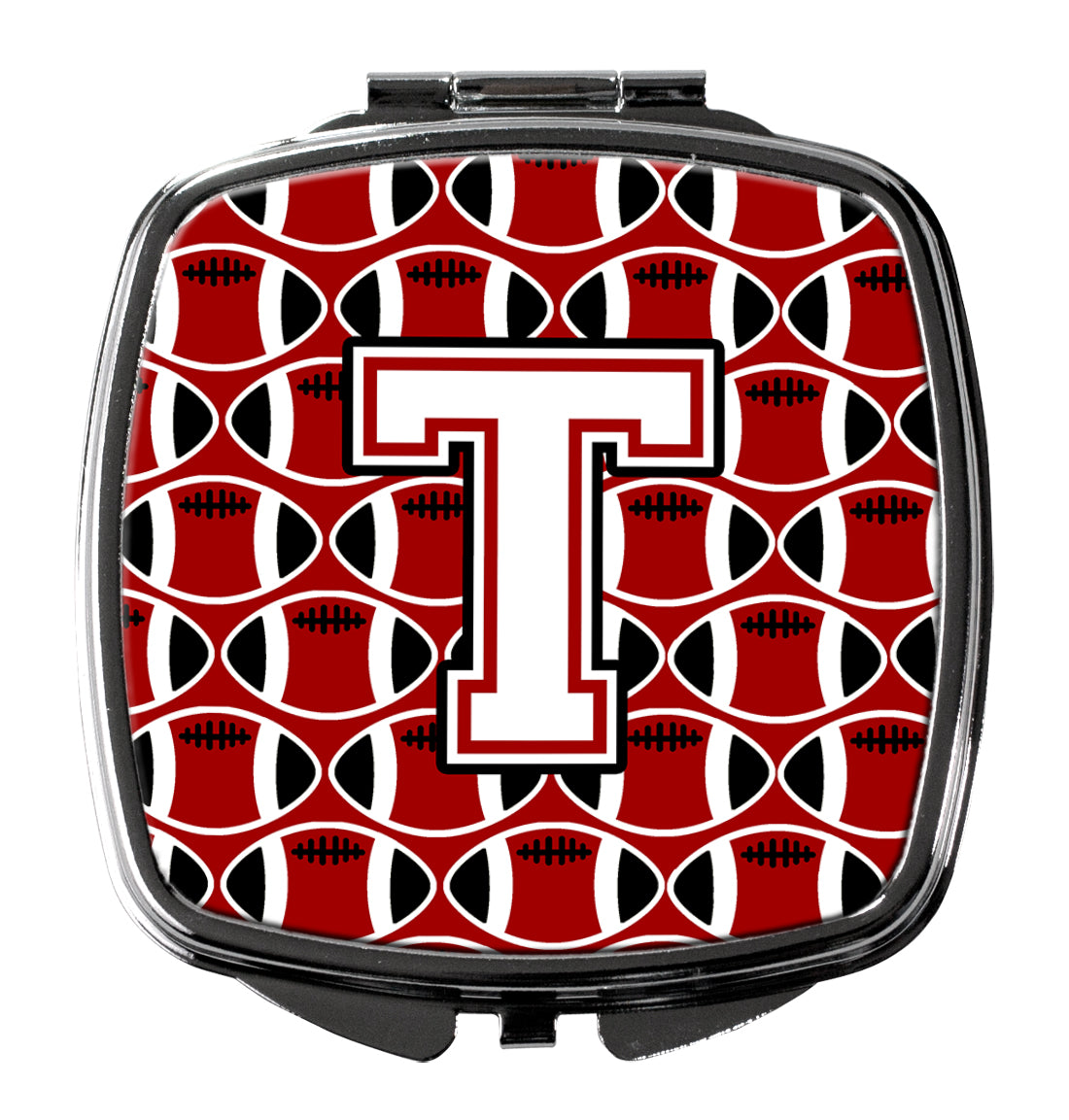 Letter T Football Cardinal and White Compact Mirror CJ1082-TSCM