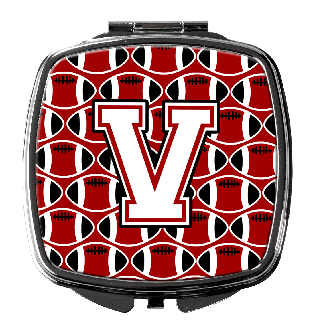 Letter V Football Cardinal and White Compact Mirror CJ1082-VSCM  the-store.com.