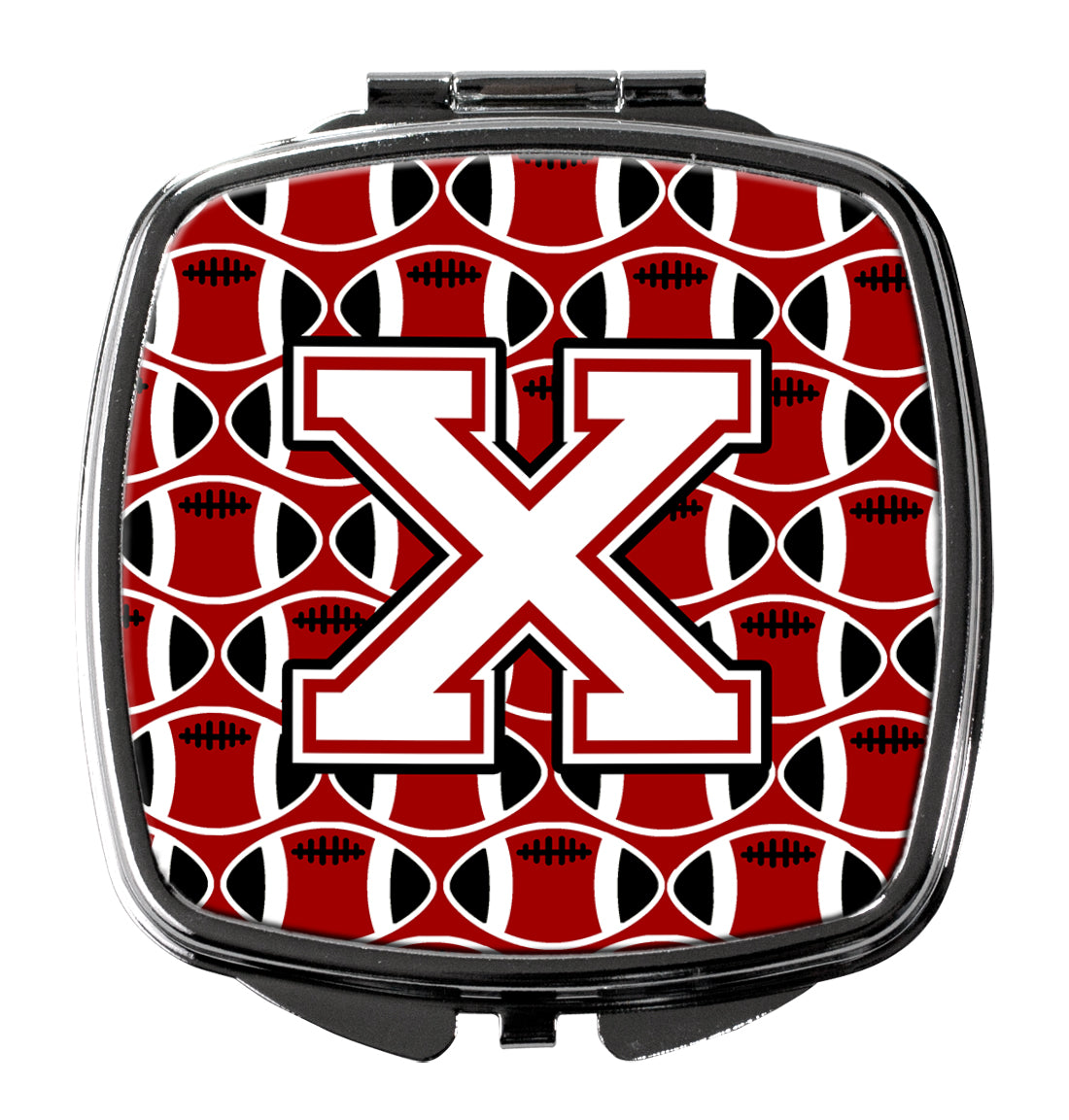 Letter X Football Cardinal and White Compact Mirror CJ1082-XSCM  the-store.com.