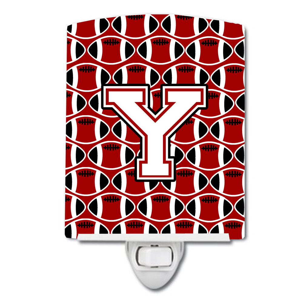 Letter Y Football Cardinal and White Ceramic Night Light CJ1082-YCNL - the-store.com