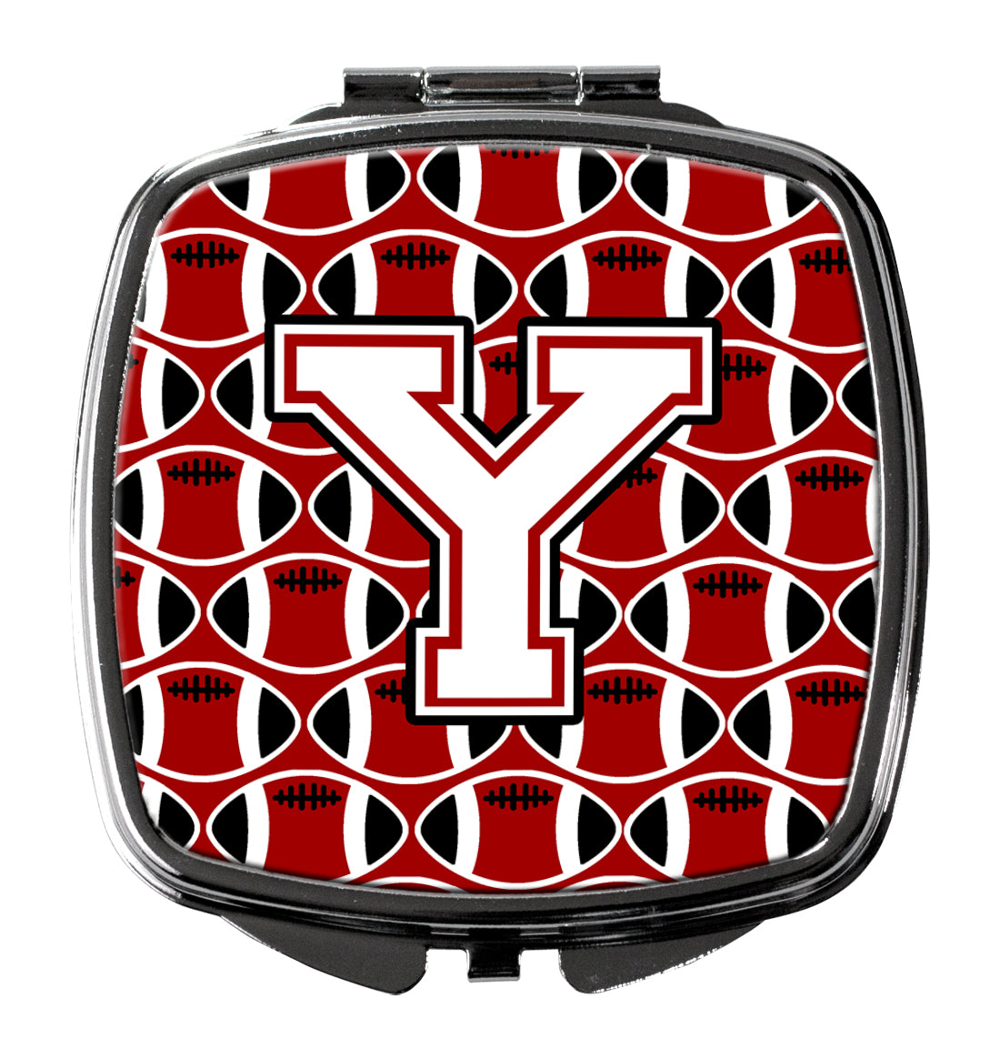 Letter Y Football Cardinal and White Compact Mirror CJ1082-YSCM  the-store.com.