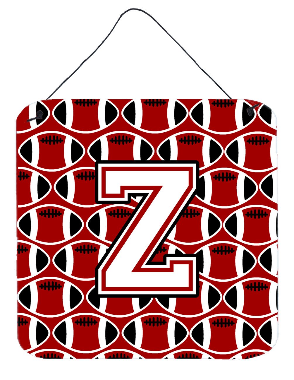Letter Z Football Cardinal and White Wall or Door Hanging Prints CJ1082-ZDS66 by Caroline&#39;s Treasures