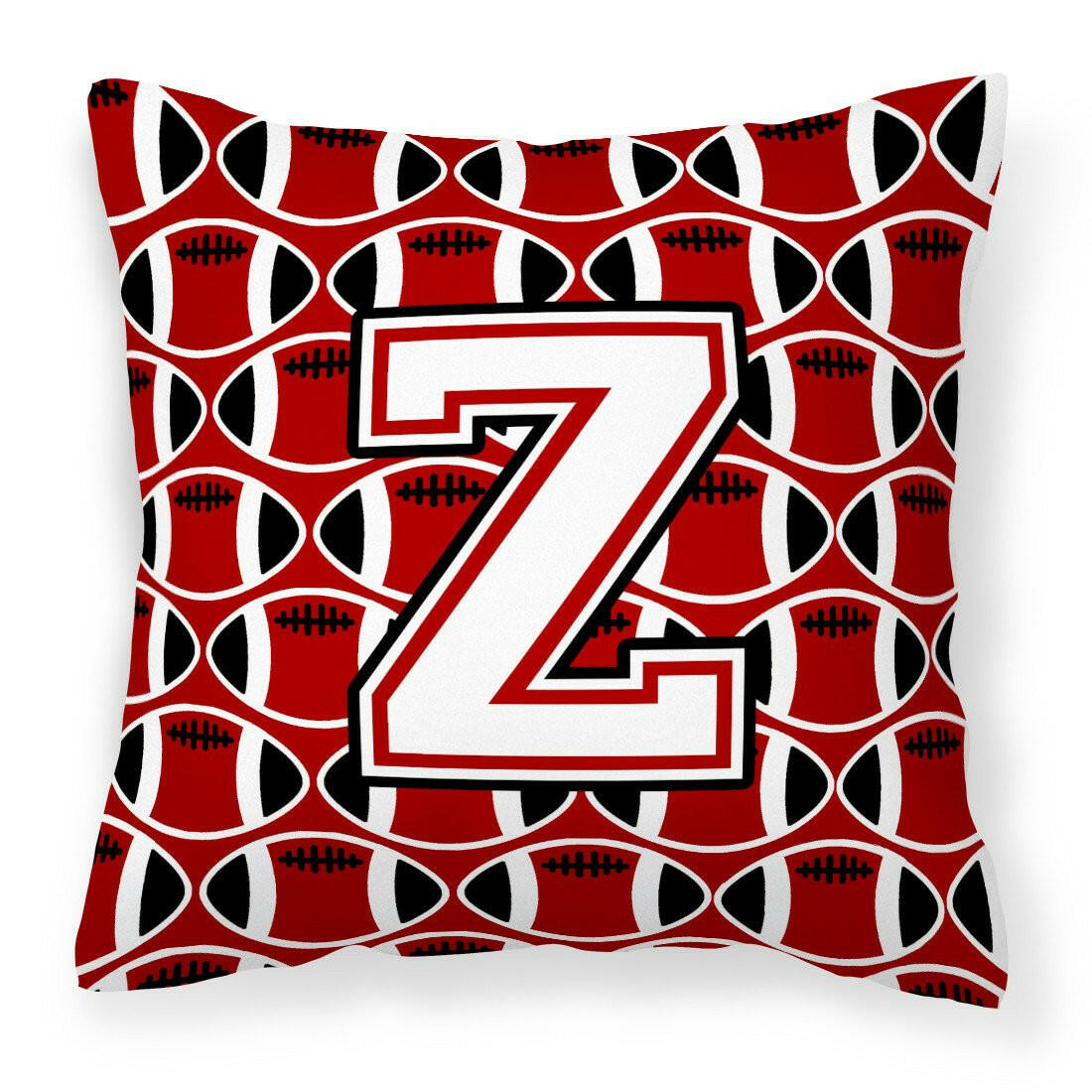Letter Z Football Cardinal and White Fabric Decorative Pillow CJ1082-ZPW1414 by Caroline&#39;s Treasures