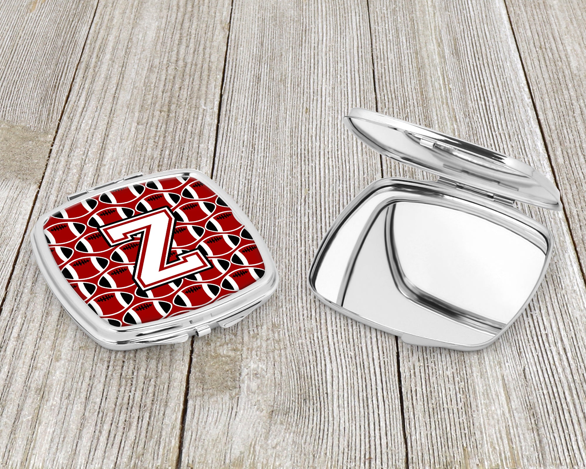 Letter Z Football Cardinal and White Compact Mirror CJ1082-ZSCM