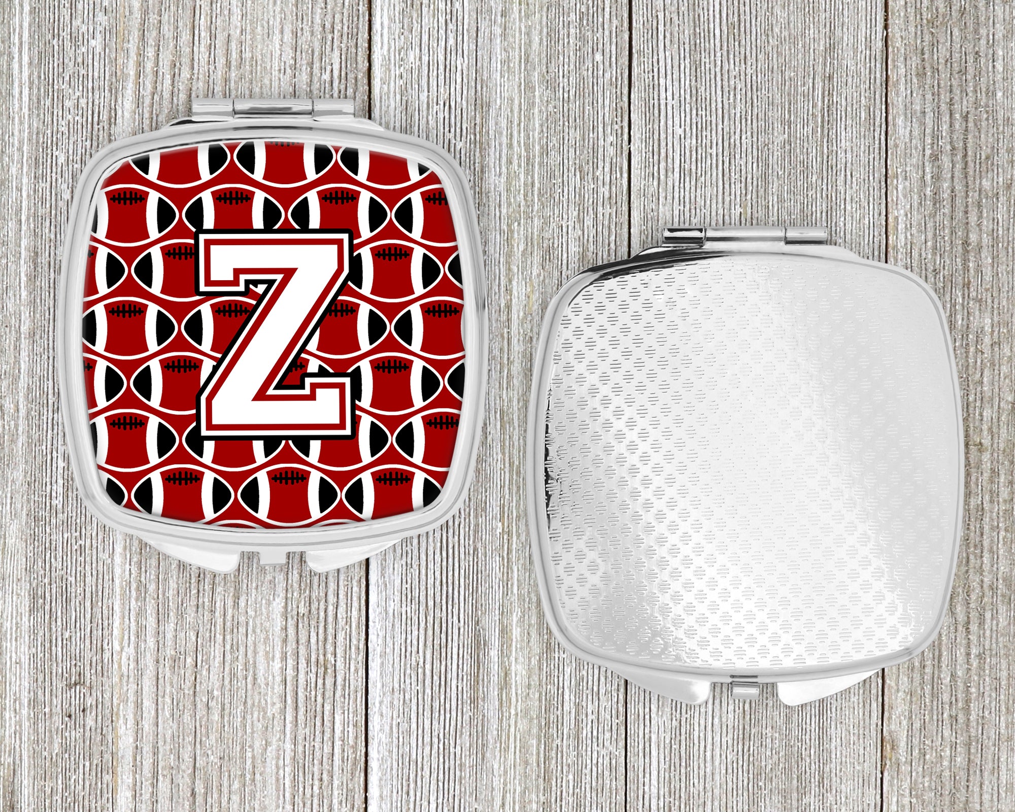 Letter Z Football Cardinal and White Compact Mirror CJ1082-ZSCM
