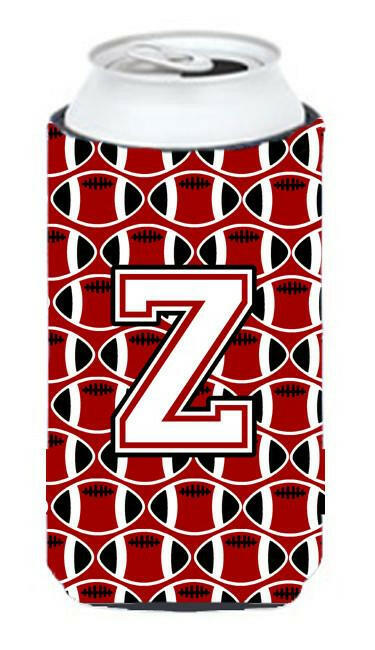 Letter Z Football Cardinal and White Tall Boy Beverage Insulator Hugger CJ1082-ZTBC by Caroline&#39;s Treasures